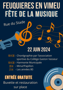 Flyer événement fête de la musique illustratif rétro bleu et orange(7)